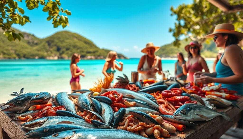 kuliner laut di Pantai Whitehaven kuliner laut di Pantai Whitehaven