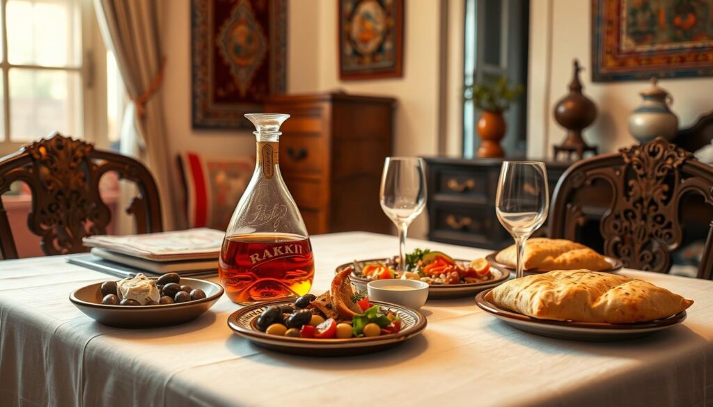 Menyajikan Rakı di rumah dengan hidangan pendamping